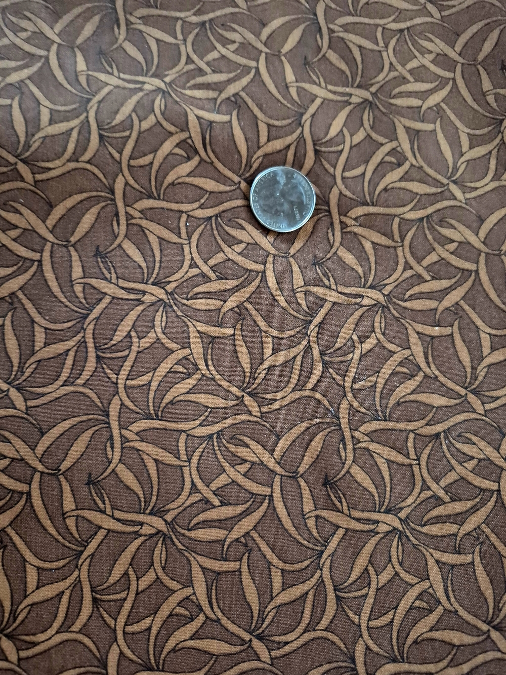 Two Tone Brown Abstract Swirls Cotton Fabric 1 2/3 Yards Quilting Sewing Crafts